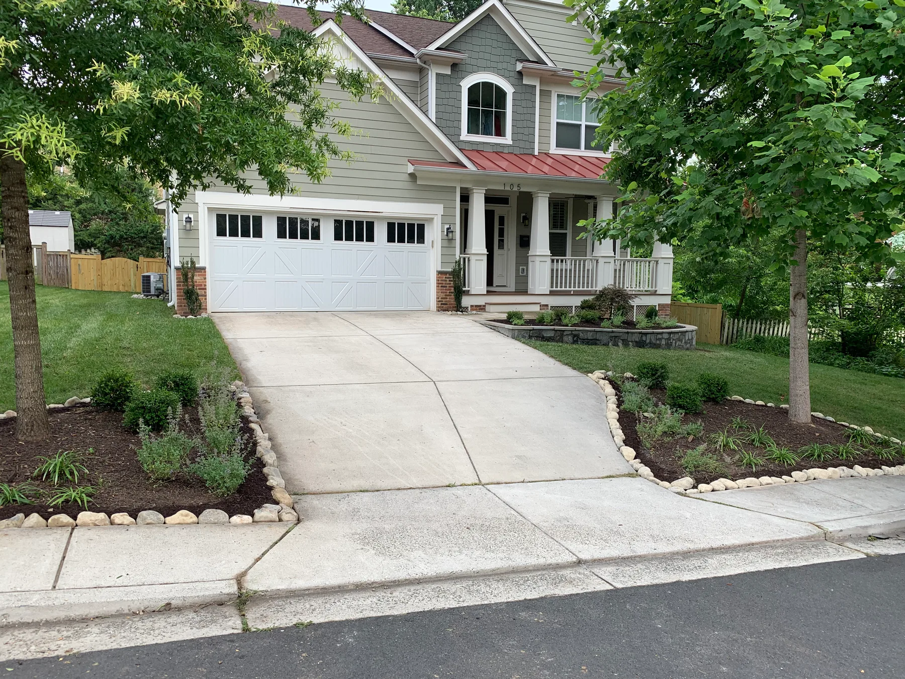 Formal driveway entrance planting