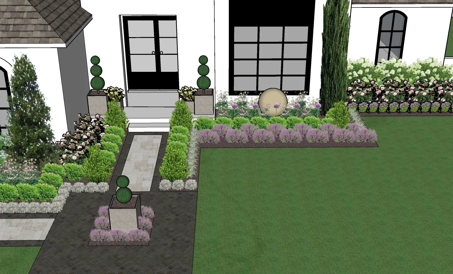 Custom front-yard landscape design created for a client